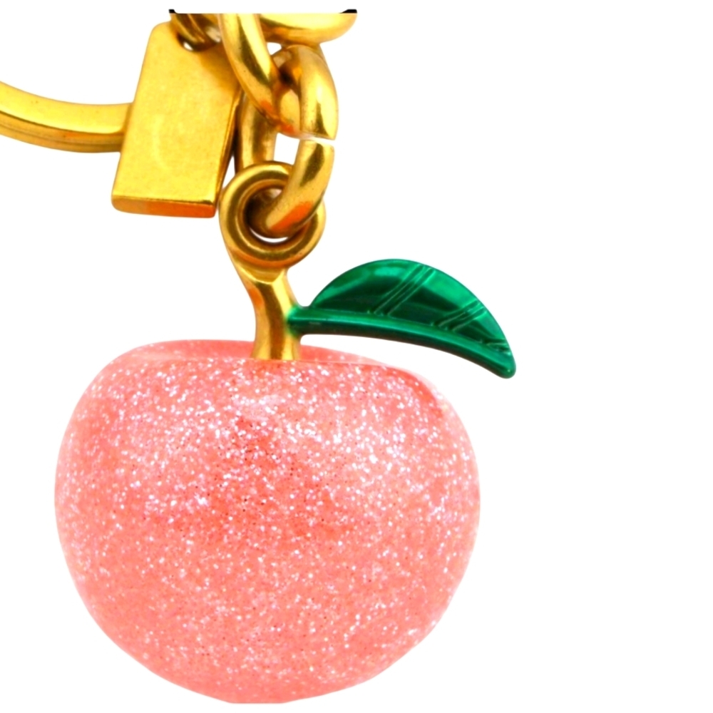 Blush Pink Large Glitter Apple Purse Charm and Keychain - Picture 2 of 3
